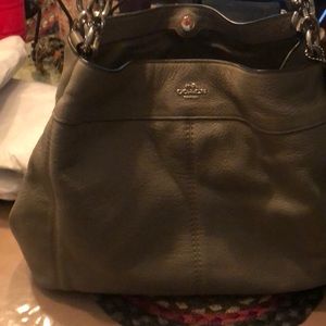 Coach gray leather shoulder bag